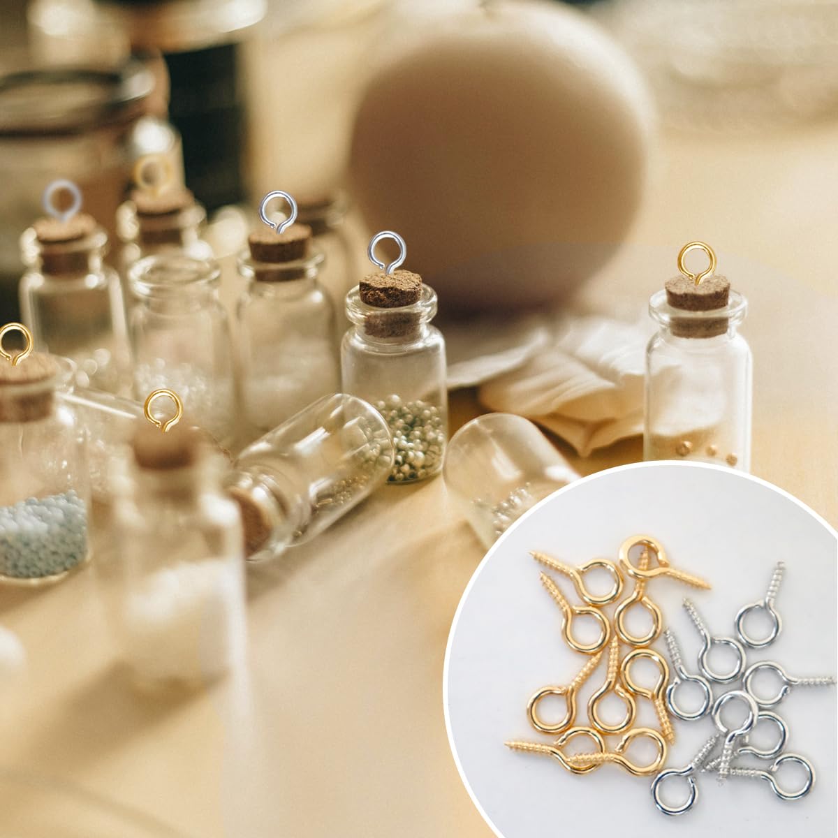 400 PCS Small Screw Eye Pins, Small Eyelet Screws, Ring Mini Eye Pins, Screw Eyes Pin Hook for Different DIY Projects and Jewelry Craft Making (Gold and Sliver, 3 Different Sizes) - Image 4