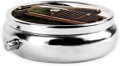 Miniatura 3 de Old Truck Print Round Pill Box 3 Compartment Medicine Pill Case Portable Pill Container for Daily Medicine Supplement Vitamin