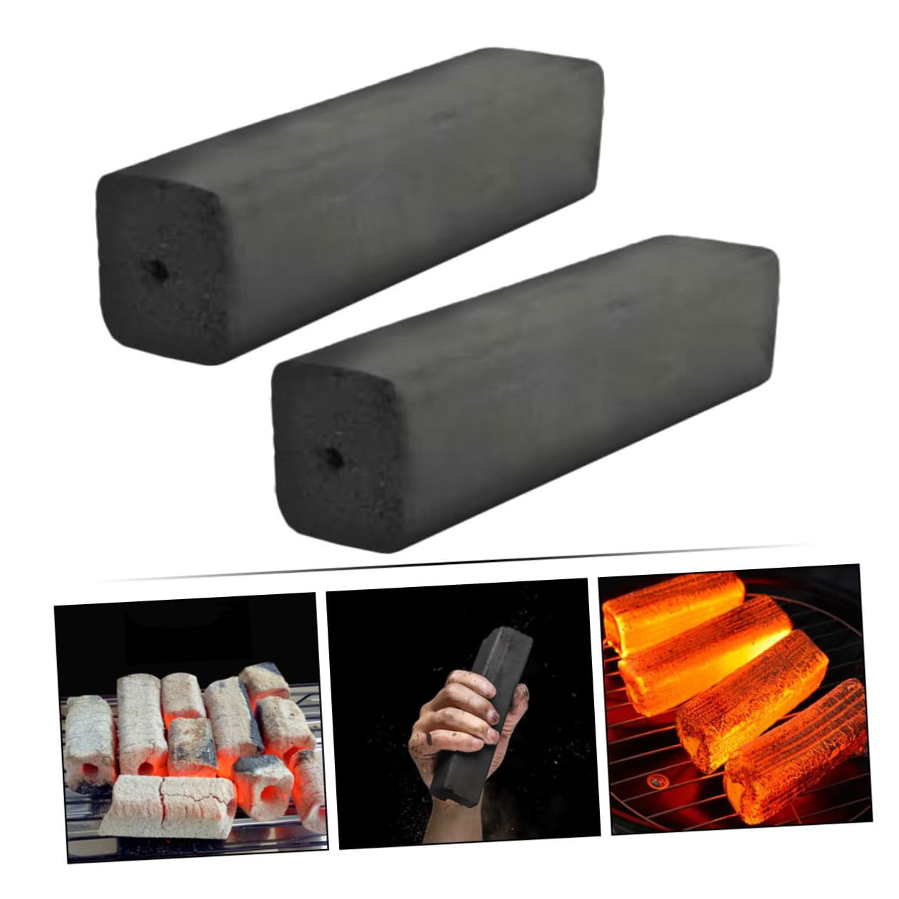 ibasenice Carbón Vegetal para Barbacoa 5 Pastillas de Madera y Bambú | Negro, Uso en Cocina y Parrilla, Formato de 5 Piezas, Apto para Profesional y Principiante de Camping