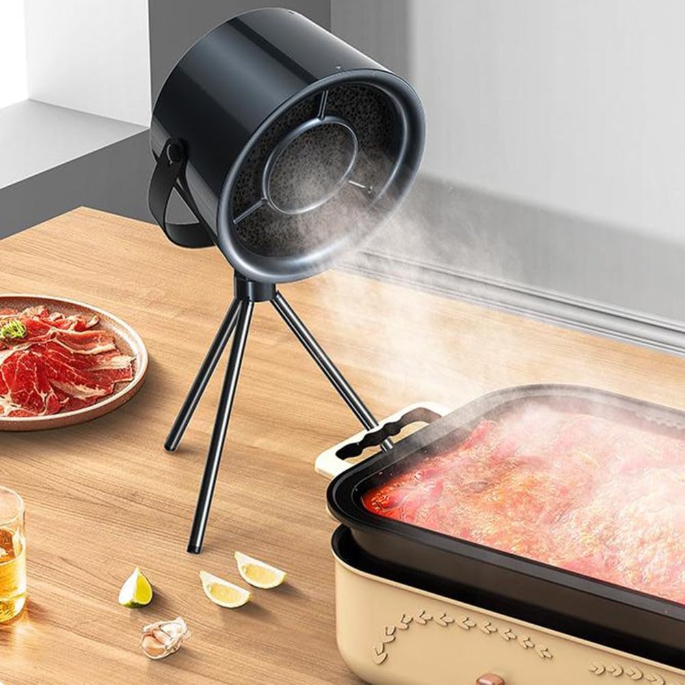 Campana extractora portátil para el hogar, campana extractora de 3 velocidades con filtros reemplazables para fondue de cocina, barbacoa (negro gris+3 pantallas de filtro)
