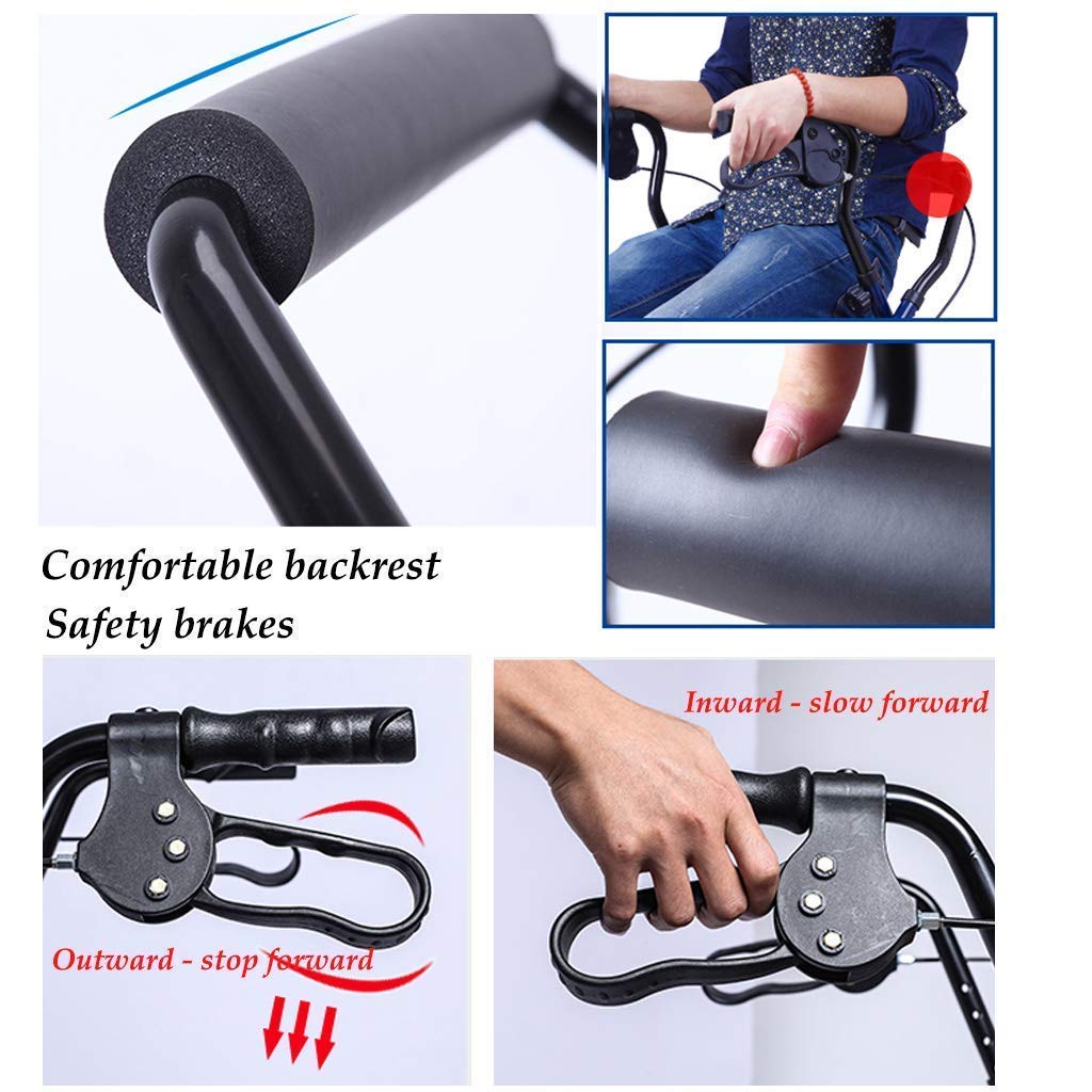 Cesta para Caminante para Personas Mayores, Marcos para Caminar estándar, Andador Plegable, Cesta para Caminante para Personas Mayores con Asiento y Respaldo - Ayudas para Caminar
