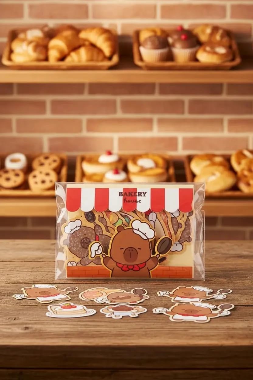 Miniso Lisanslı Pişirme Serisi Mimibara Temalı Sticker Seti Renkli Süsleme Çıkartmaları, 2025066810101