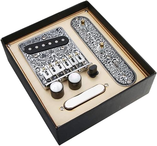 Alnicov Placa de puente de sillín de 6 cuerdas, placa de control de interruptor de 3 vías, juego de pastilla de cuello para Fender Telecaster