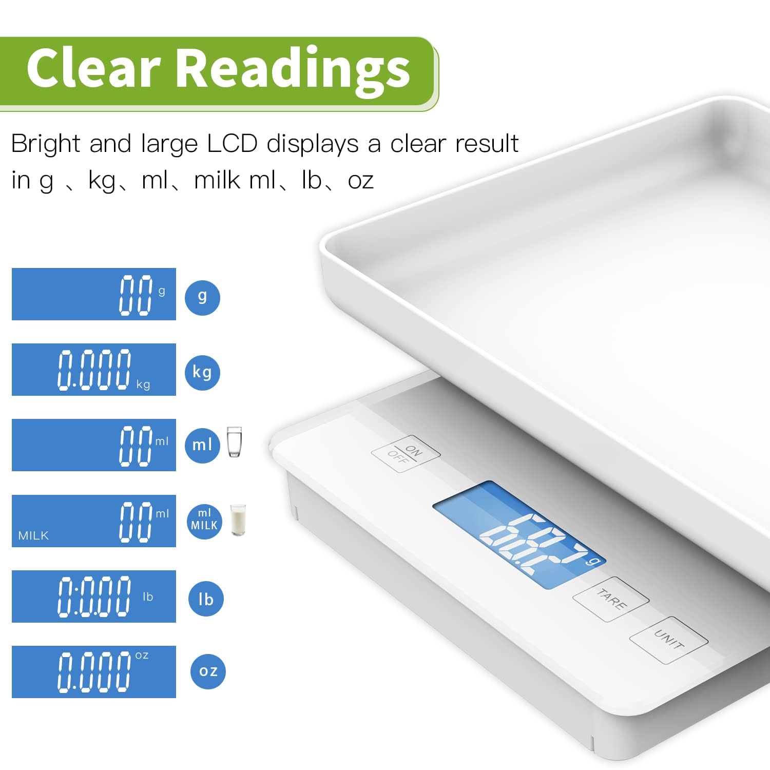 Báscula para mascotas MINDPET-MED de 11 lb/0.1 g para animales pequeños, reptiles, alta precisión (0.1 g), ideal para gatos, tortugas, pollitos, pájaros, monedas, polvo y repostería. Blanca.