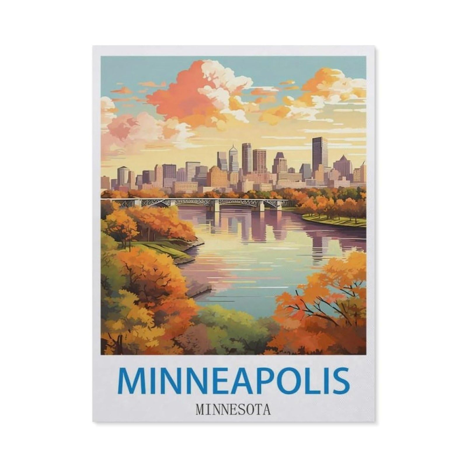 BEAYODKP DIY 5D Diamond Painting，Minneapolis Minnesota，Round Diamond, Used for Room Decoration（50 x 60 cm/19.68 x 23.62 inches）-CM53