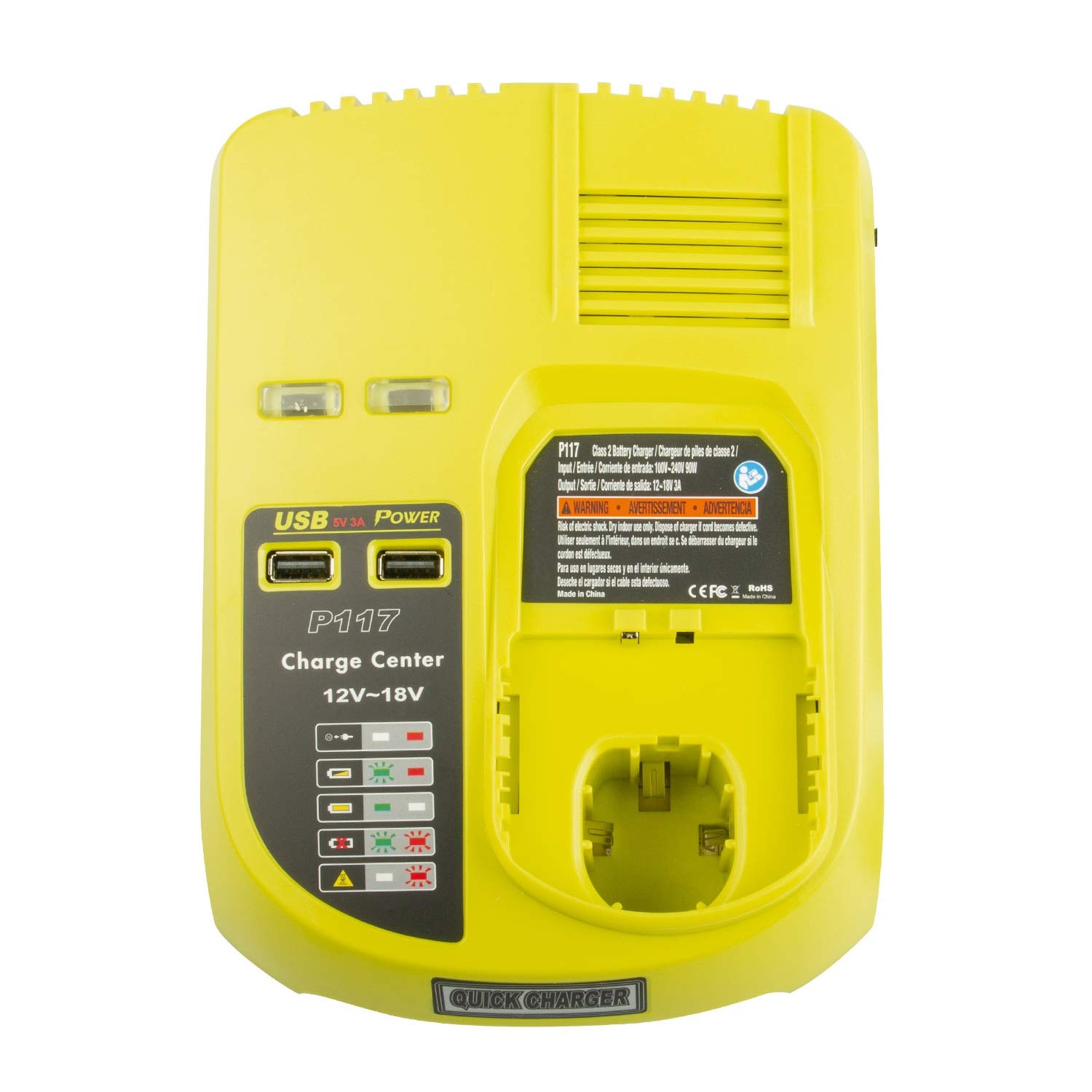 ARyee P117 Battery Charger Compatible with Ryobi 12-18V One+ NiCd/NiMh/Li-ion Battey P100 P102 P108 