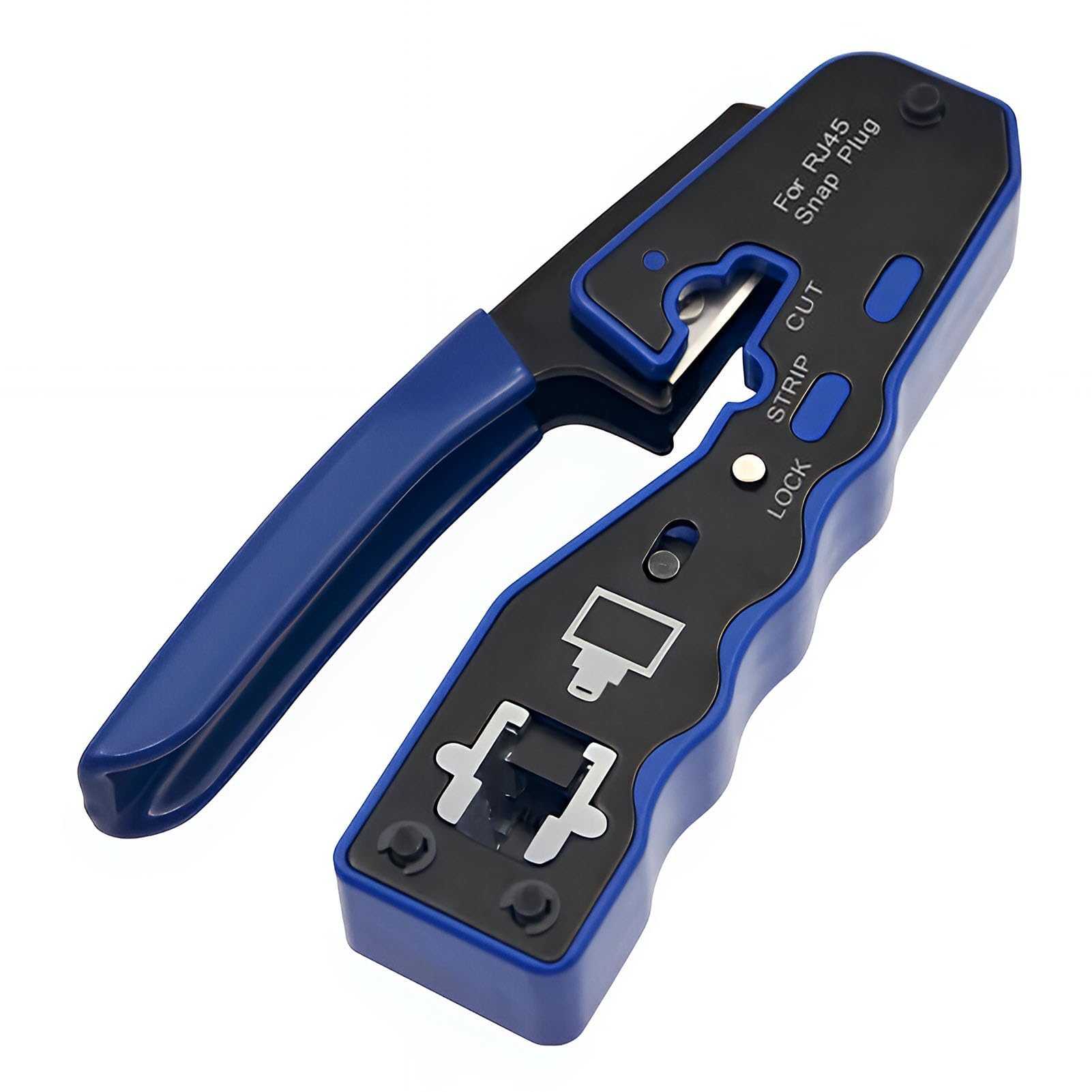 RJ45 Crimp Tool Pass Through Ethernet Crimping Tool with Pass-Through Function All-in-One Crimping Tool for Stripping Cutting Cat5 Cat6 Cat7 Connectors