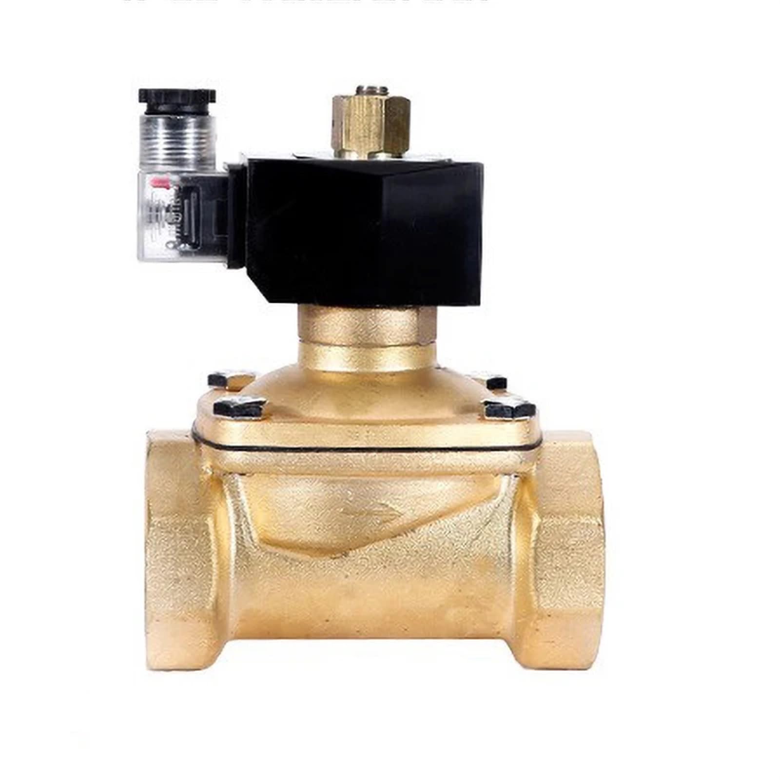 QXWPBIBAN 2'' IP65 Waterproof Brass Solenoid Valve Normally Open 24V 12V 220V 110V Water/Gas for Humid Environments(NPT-220VAC-VITON-SEAL)