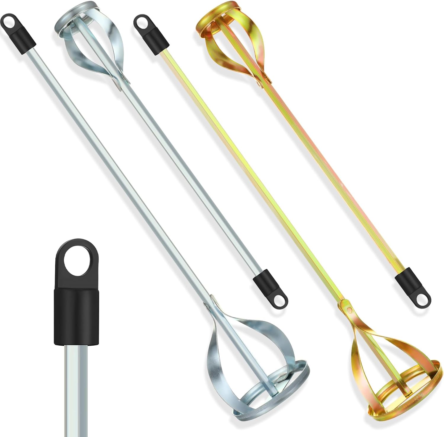 Otoolling 4-Pc Drill Paint Mixer Stirrers: 2 Large 2 Medium Zinc Plated Steel for 1-5 Gallon Buckets, Paint Epoxy Concrete Resin