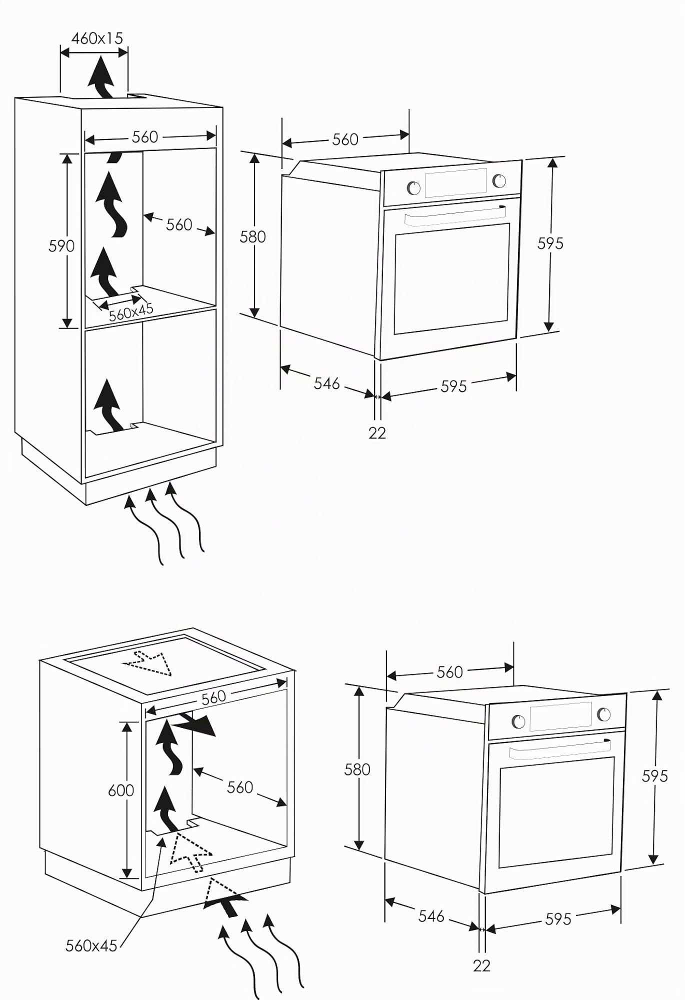 Candy FMBC 896S / Einbaubackofen mit Heißluft / 70 L/Pyrolyse Selbstreinigung mit Aquactiva/Versenkbare Knebel/Display mit Touch-Bedienung/Timer/Uhr / 9 Programme/Schwarz
