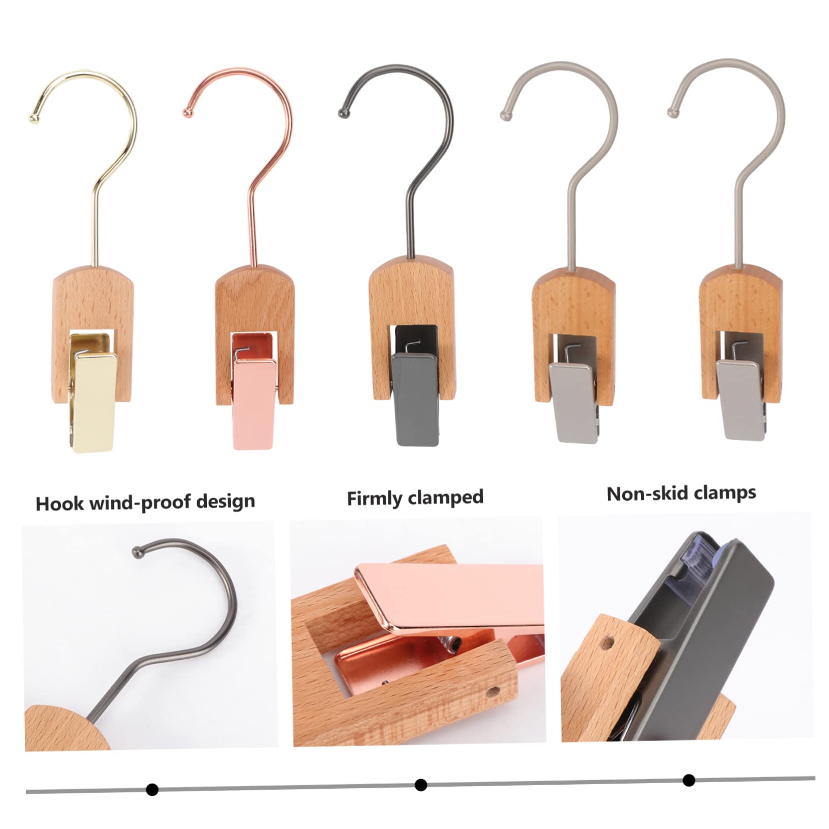 Angoily Mollette da Bucato Sicure i Tessuti in Legno e Acciaio Inossidabile Set 5 Pezzi per Asciugatura Colore Casuale Clip Multiuso per Calzini e Fazzoletti