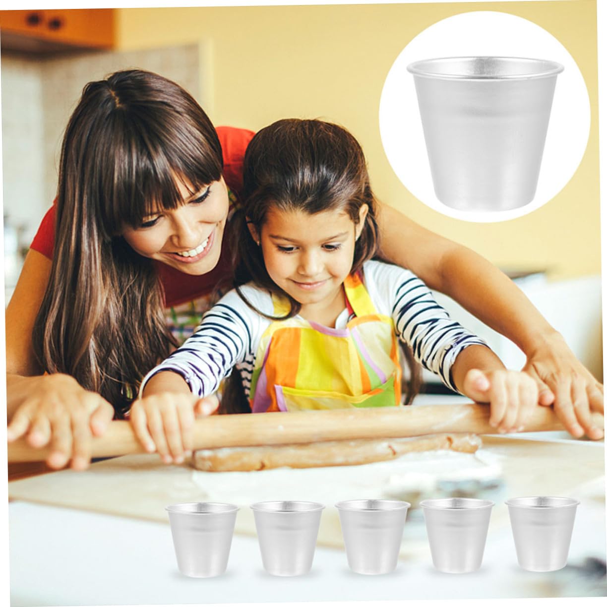 Moldes Para Hornear Pasteles De Aluminio Redondos Medianos, Cuencos De Mousse y Vasos De Gelatina, Superficie Lisa, Para Repostería Casera, Uso En Horno, Pack De 12 Unidades