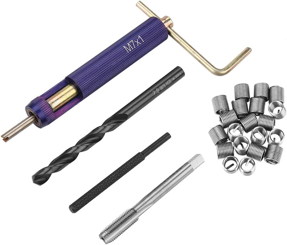 M7x1.0 Helical Threaded Insert Kit, 304 Stainless Steel, Thread Repair Tool And 20Pcs Screw Sleeve, for Automotive Repair