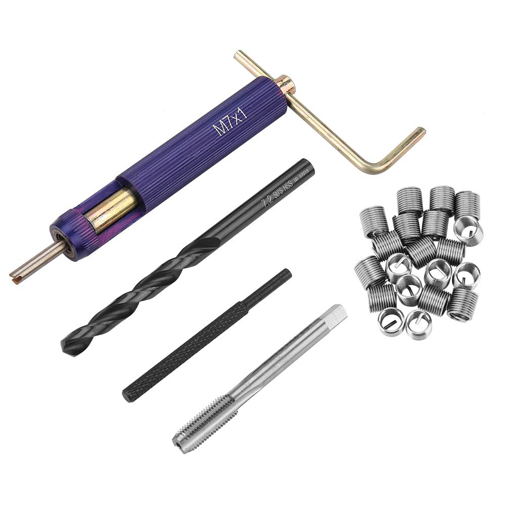 Threaded Inserts Repair Kit, M7*1.0 Screw Stainless Steel Helicoils Type Wire Insert Installation Tool Set