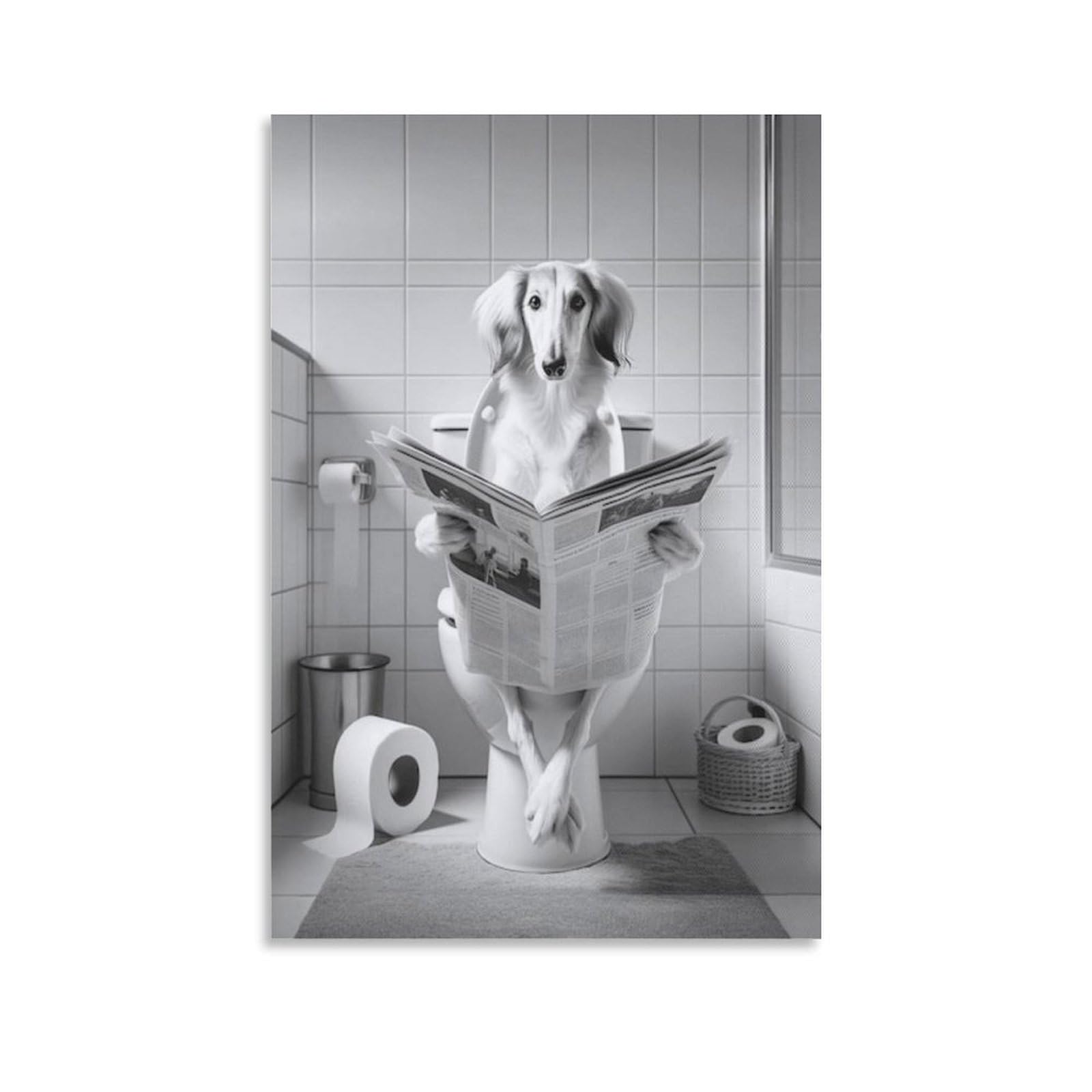 GQVCJSW Saluki Dog, Funny Bathroom Decor Canvas Poster Bedroom Decor Landscape Office Room Decor Gift 12x18inch(30x45cm)