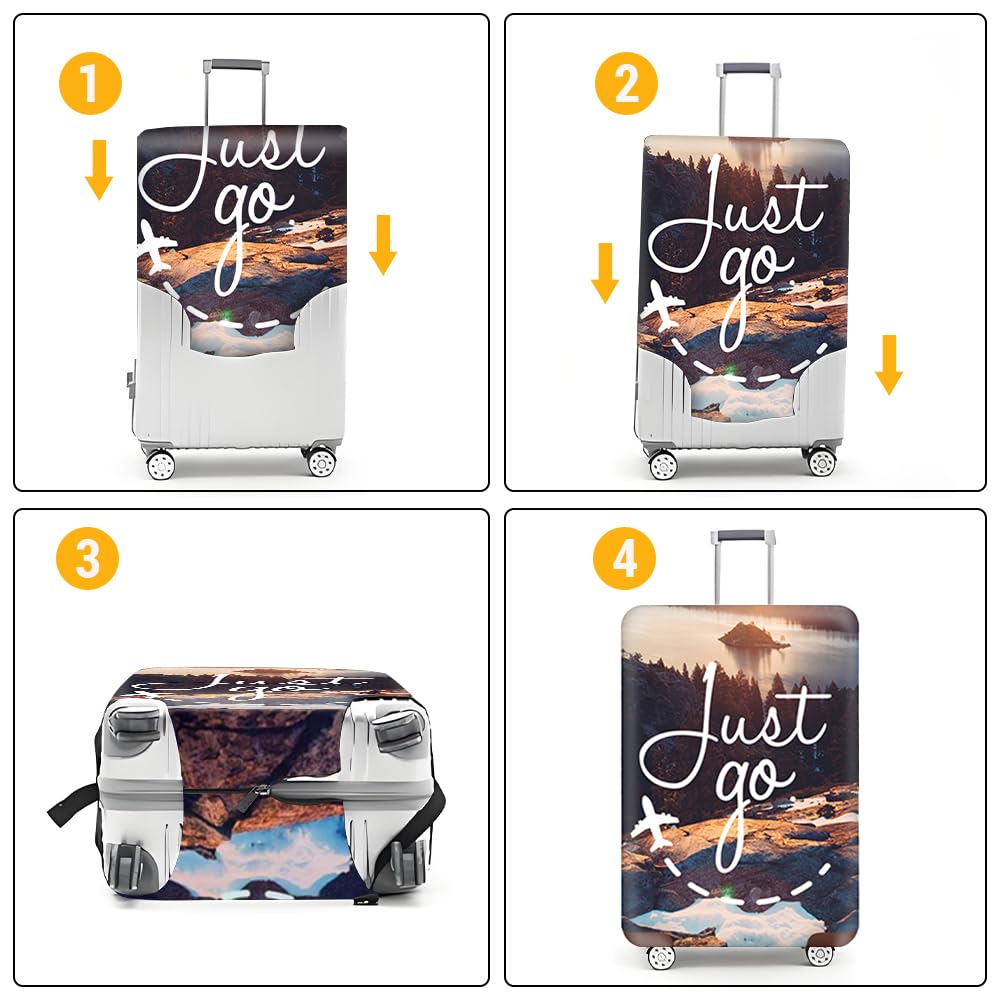 Kofferschutzhülle Elastisch Kofferhülle 18-32 Zoll, Mateju Strand-Szenerie Gepäck Cover Reisekoffer Hülle Trolley Case Schutzhülle Luggage Cover Waschbare Staubdichte Kofferbezug (XL,Berggipfel)