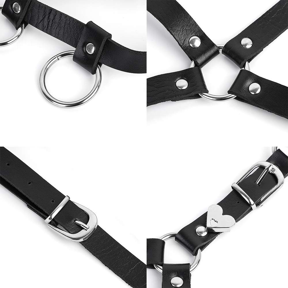 LIVE4COOL Women Harness Elastic Cupless Cage Bra Sexy Lingerie for Women Adjustable Hollow Out Crop Top Exotic Strap Bra: Black4