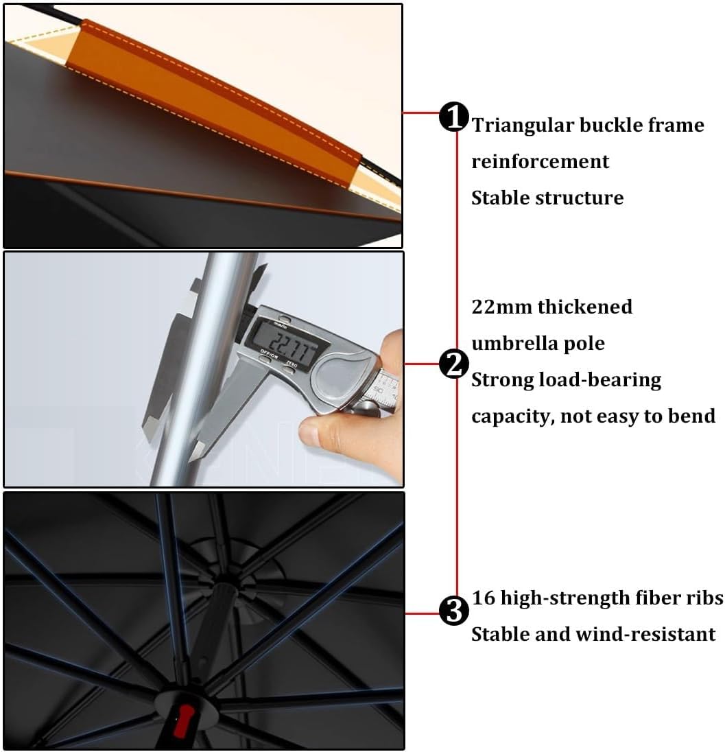 Odporny Na Wiatr Parasol Wędkarski Na Zewnątrz 8,5 Stopy / 260 Cm Parasol Plażowy Osłona Przeciwsłoneczna Parasol Ogrodowy Chroniący Przed Promieniowaniem Uv, Black red, 2.2M/7FT