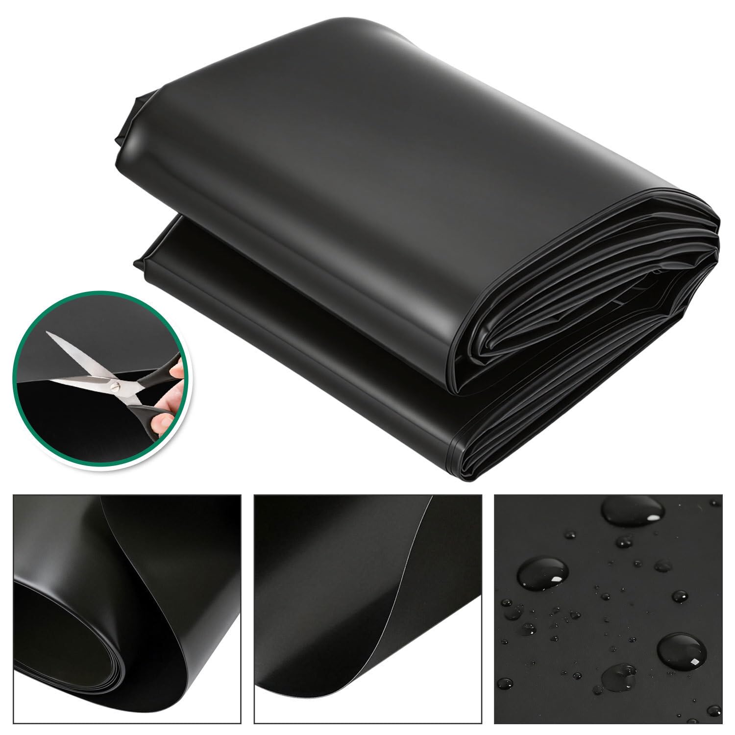 Teichfolie 4x6m, Schwarz 0,5mm HDPE, Großformatige Premium-Teichfolie Für Gewerbliche & Private Nutzung, Ideal Für Teiche, Becken Und Landschaftsbau