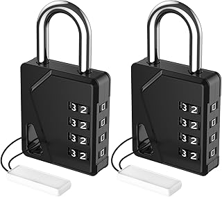 AMIR Combination Lock, 4-Digit Resettable Security Locker Lock Set, Waterproof Door Lock for School, Sports or Gym Lock, Fence, Toolbox, Box, Hasp Storage, Storage Room (2 Pack - Black)