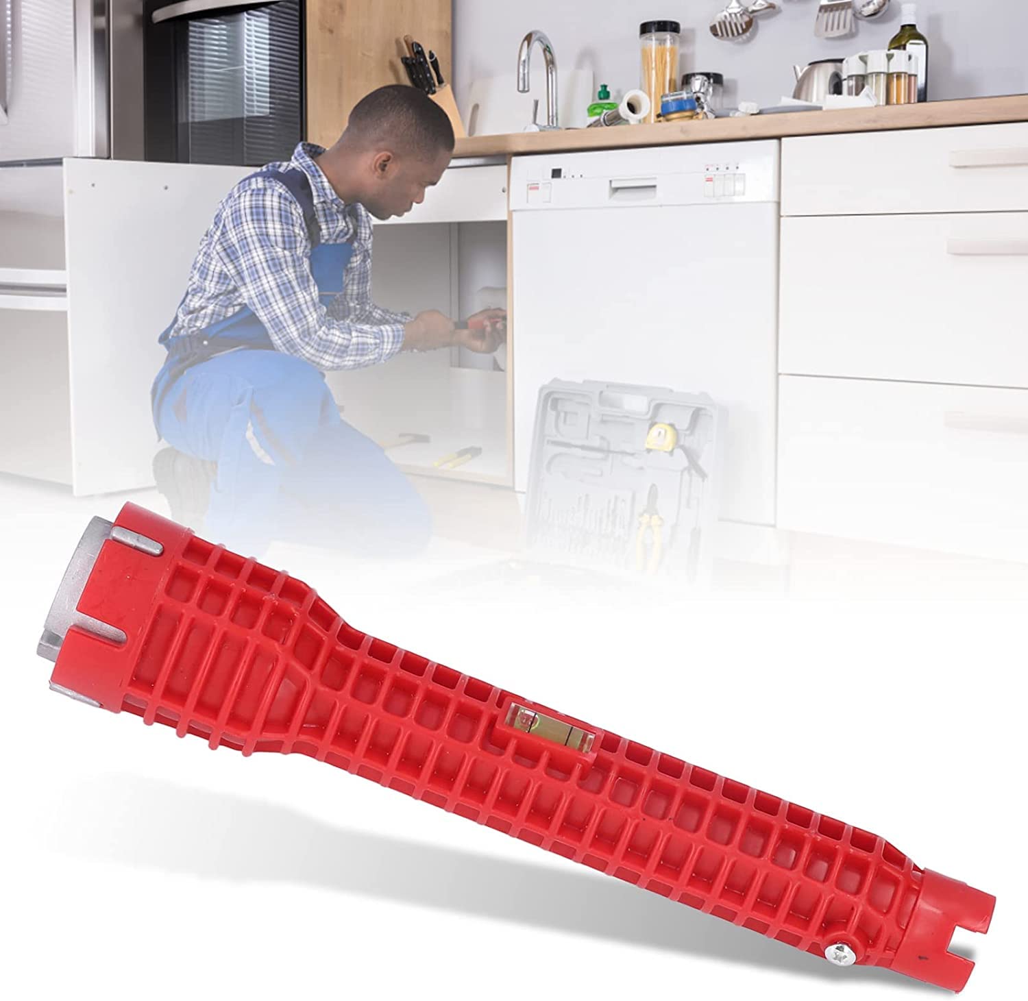 Wytrzymały aluminiowy klucz do rur do instalacji kranu, narzędzie do projektowania z podwójną głowicą do zadań hydraulicznych i wodociągowych