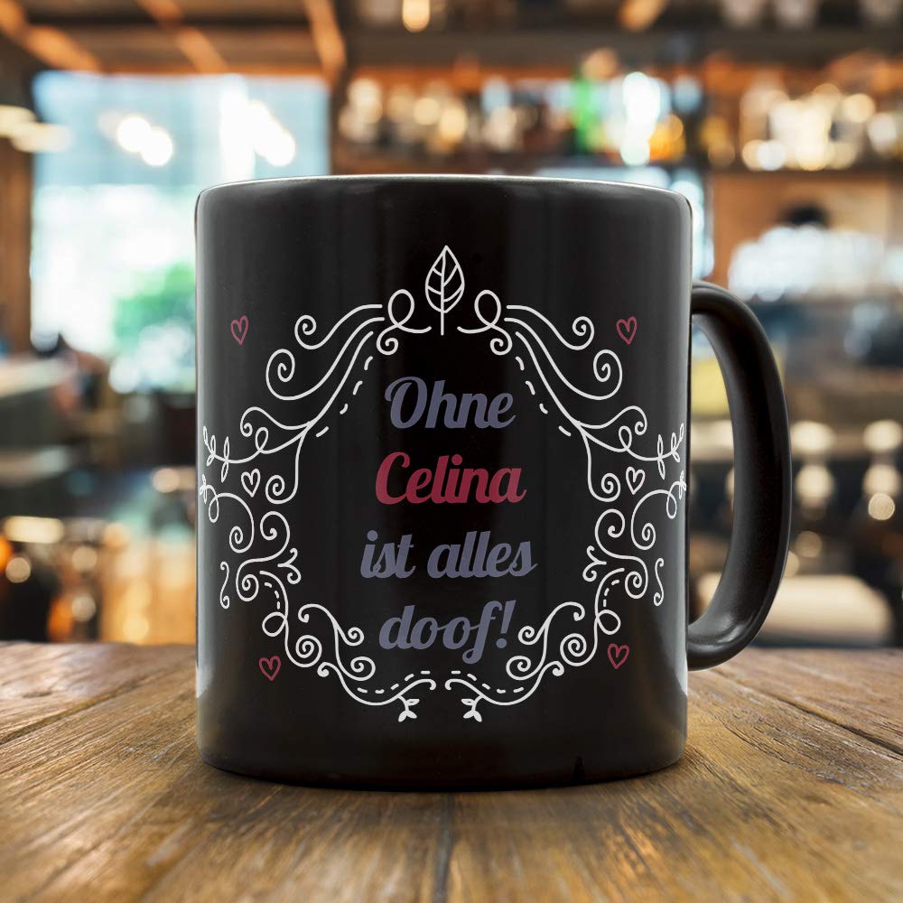 Personalisiert Tasse 'Angelina' Von Printplanet – Blaue Namenstasse Mit 'Sinnlos'-Motiv, 325 Ml