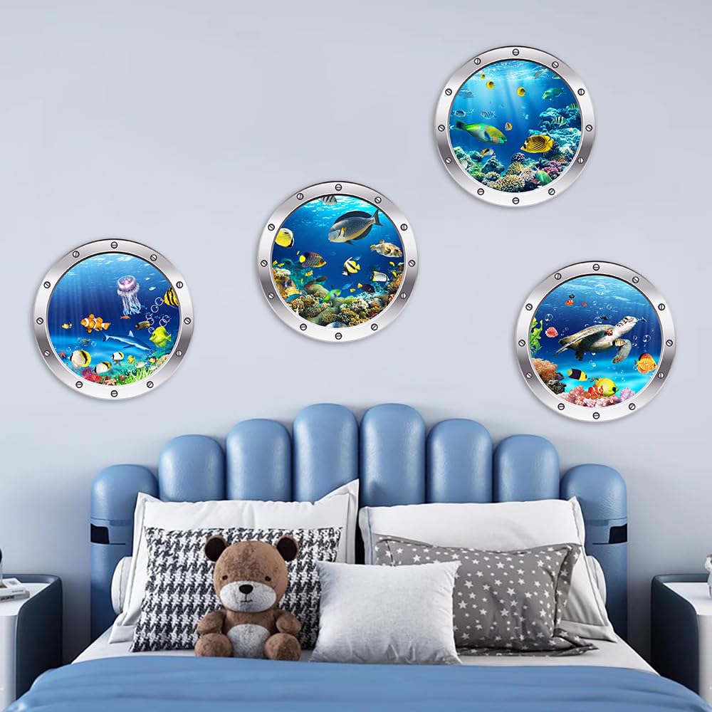 Zimoer 3D Underwater WorldWall &Sticker Pack, Sea Animals Decoration for Bathroom Bedroom, Baby Room, Children's Room - Image 4