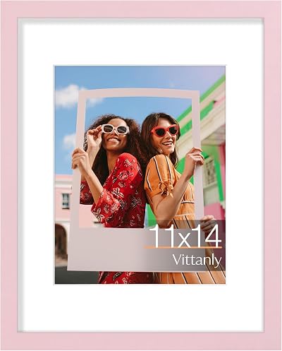 Vittanly 11x14 Picture Frame, Pink Photo Frame for Wall or Tabletop Display
