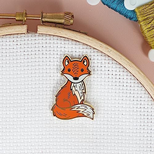 Image of Fox Magnetic Needle Minder from Caterpillar Cross Stitch - for Cross Stitch, Sewing, Embroidery and Needlework Accessories, Enamel
