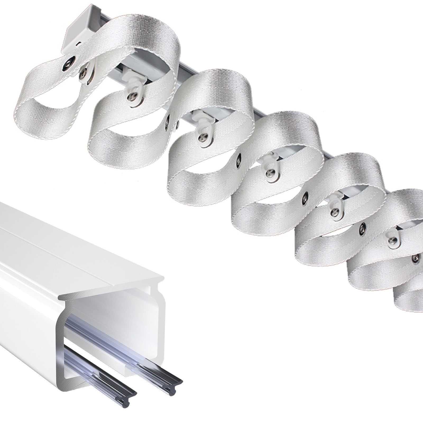 Ceiling Curtain Track Ceiling And Wall Mounted, Aluminum Alloy Ripple Fold Traverse Track, Room Divider Curtain RodCurtain Rails For Living Room Bedroom Room Divider(110CM(3.6FT))