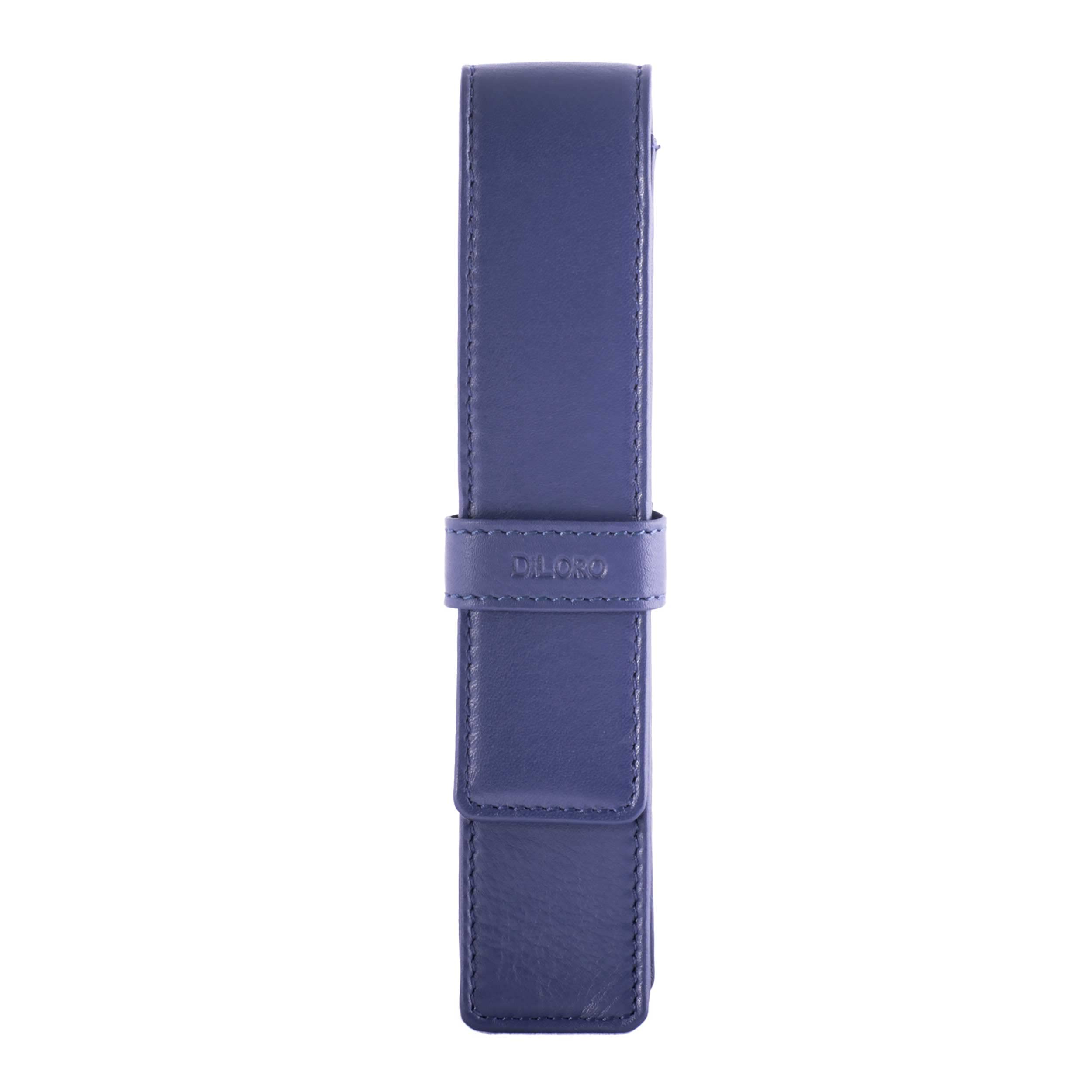DiLoro Leather Single Pen Case Pencil Pouch Holder for One Fountain Ballpoint Rollerball Pen and Pencil, Violet, Single Pen Holder
