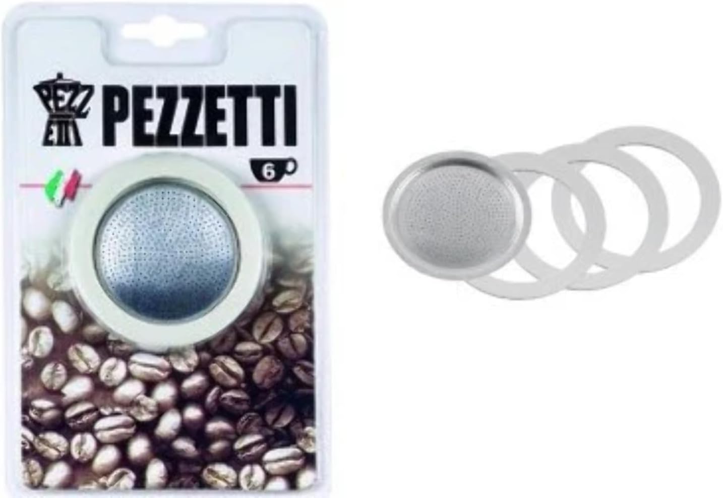 2 Silicone Seal/Rings+Filter -Replacement- Size 6 Cup for Espresso Stainless Steel Coffee Maker Pot (6 Cup)