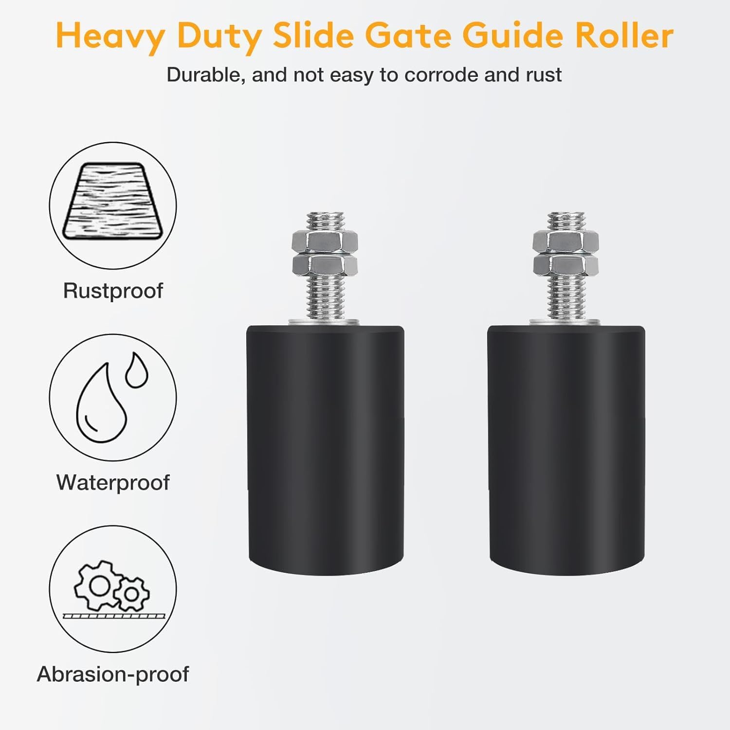 2 Pack Gate Roller Guide,Sliding Gate Hardware with L-Sliding Gate Brackets,Sliding Gate Kit,2-3/4" Universal Adjustable Heavy Duty Sliding Gate Rollers,Rolling Gate Hardware Kit