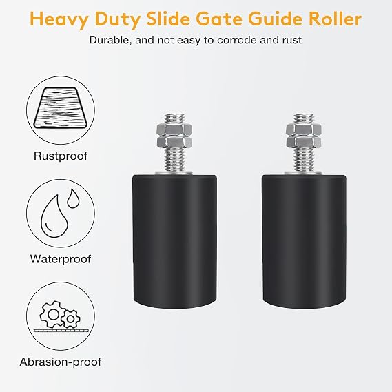 2 Pack Gate Roller Guide,Sliding Gate Hardware with L-Sliding Gate Brackets,Sliding Gate Kit,2-3/4 Universal Adjustable Heavy Duty Sliding Gate Rollers,Rolling Gate Hardware Kit