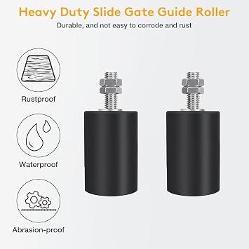 2 Pack Gate Roller Guide,Sliding Gate Hardware with L-Sliding Gate Brackets,Sliding Gate Kit,2-3/4 Universal Adjustable Heavy Duty Sliding Gate Rollers,Rolling Gate Hardware Kit