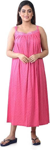 Piyali's Creation Women's Pink Sleeveless Pure Cotton Nighty for Ladies/Girls - PCW00001411_XL-42