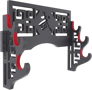 Eforlife 3-Tier Sword Holder Wall Mount Samurai Sword Display Stand Hollow Out Pattern for Katana Wakizashi and Standard Swords 武-Bushido (Velvet Padded)