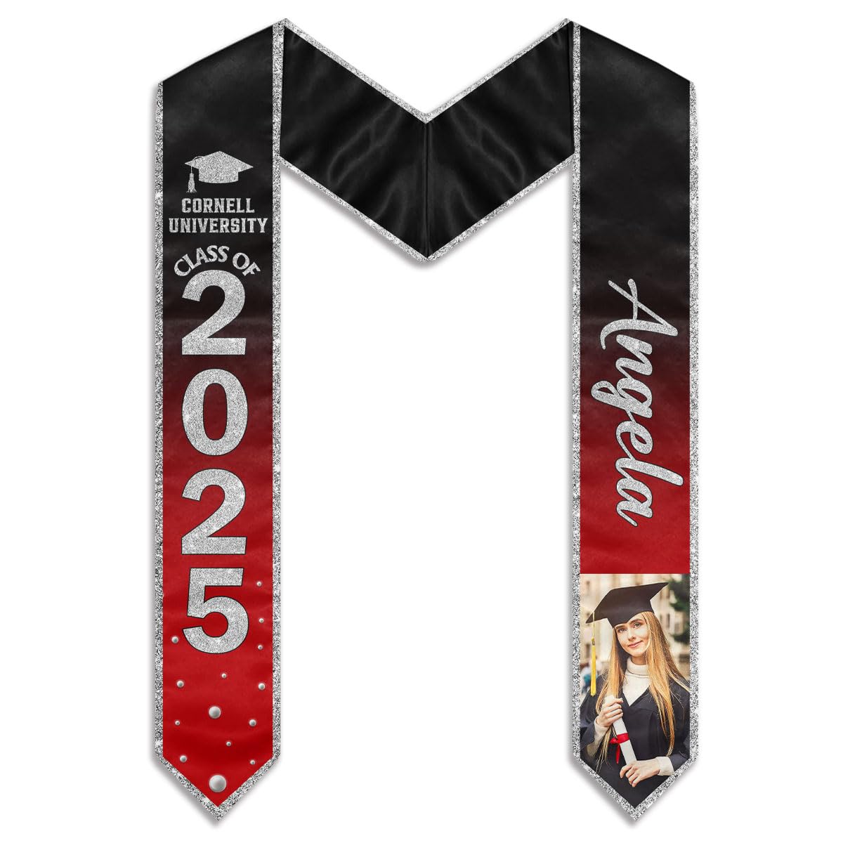 Wrappiness Personalized Graduation Stole - Custom Class of 2025 Graduation Sash with Photo, Stole for Graduation Ceremony (G01)