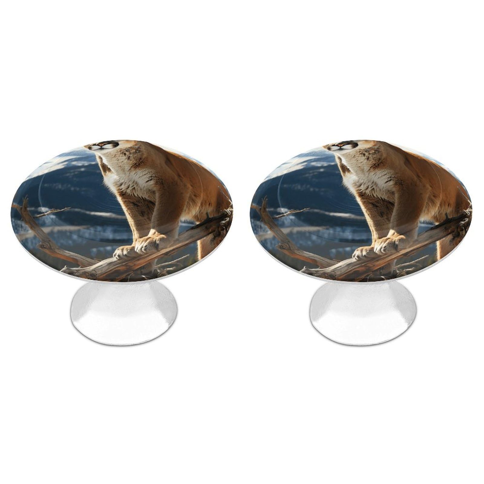 FekiLoot Panther Mountain Lion Cabinet Knobs Simple Drawer Handles Aluminum Alloy Kitchen Pulls Round Cabinet Door Knobs with Screw Door Hardware for Dresser Cabinets 2 Pack