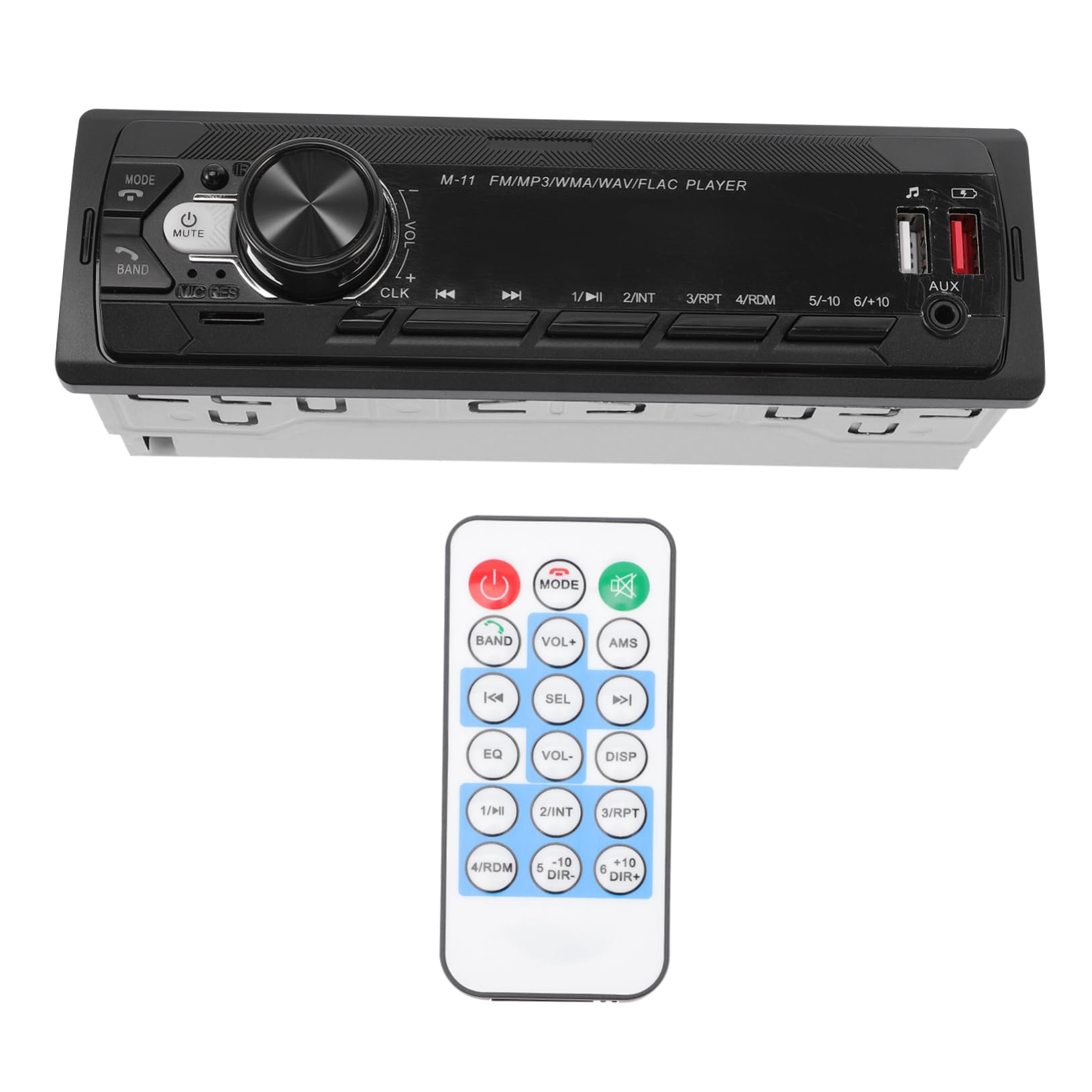 Reproductor de Mp3 para Coche 12 V con Conexión Inalámbrica y USB | Negro Abs, Versión 5.0, 2 Puertos USB 2.0 Frontales, Mando a Distancia Incluido