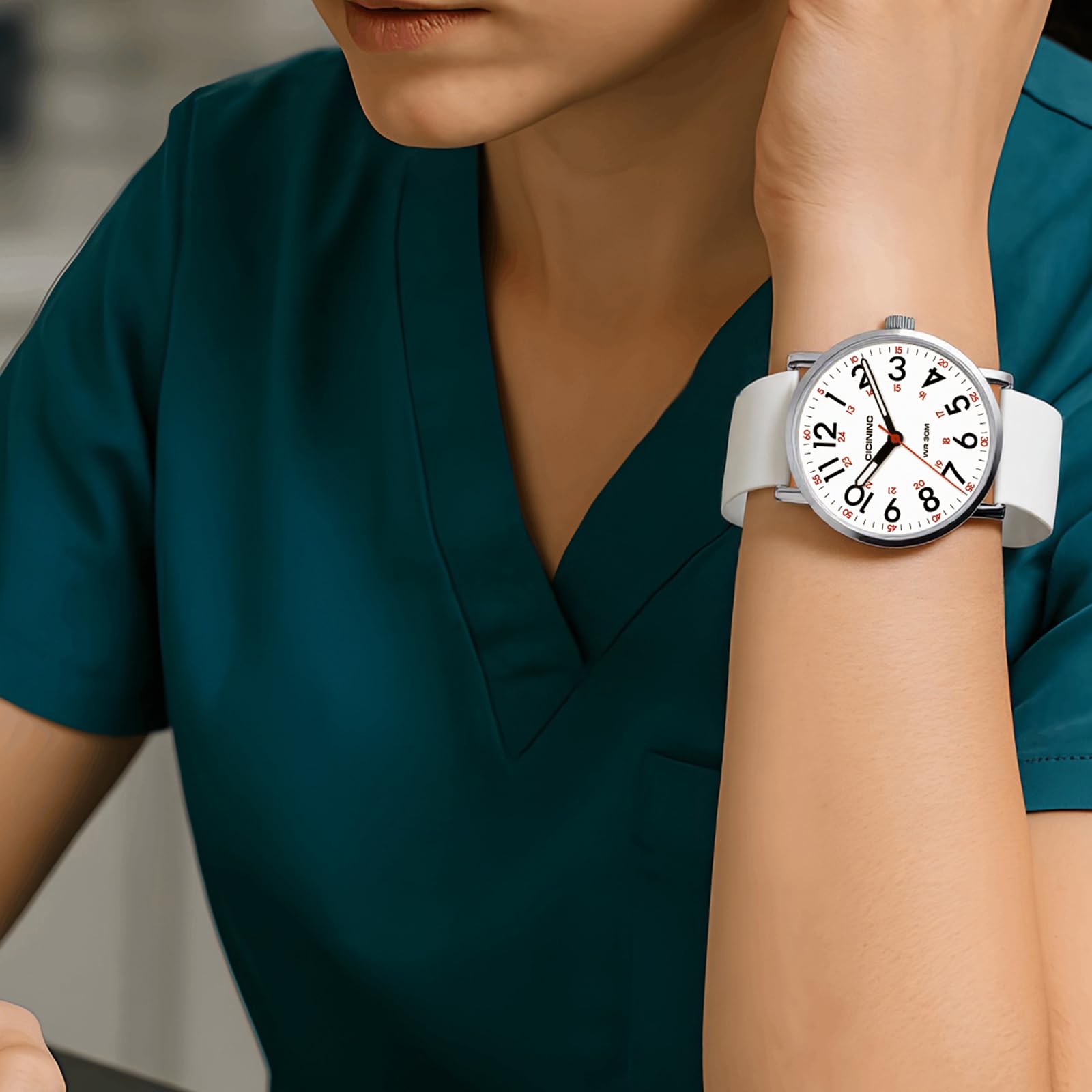 Nurse Watch for Medical Professionals Students Women Men, Analog Nursing Watches with 12/24 Hour Military Time, Second Hand, Easy to Read, Colorful Silicone Band