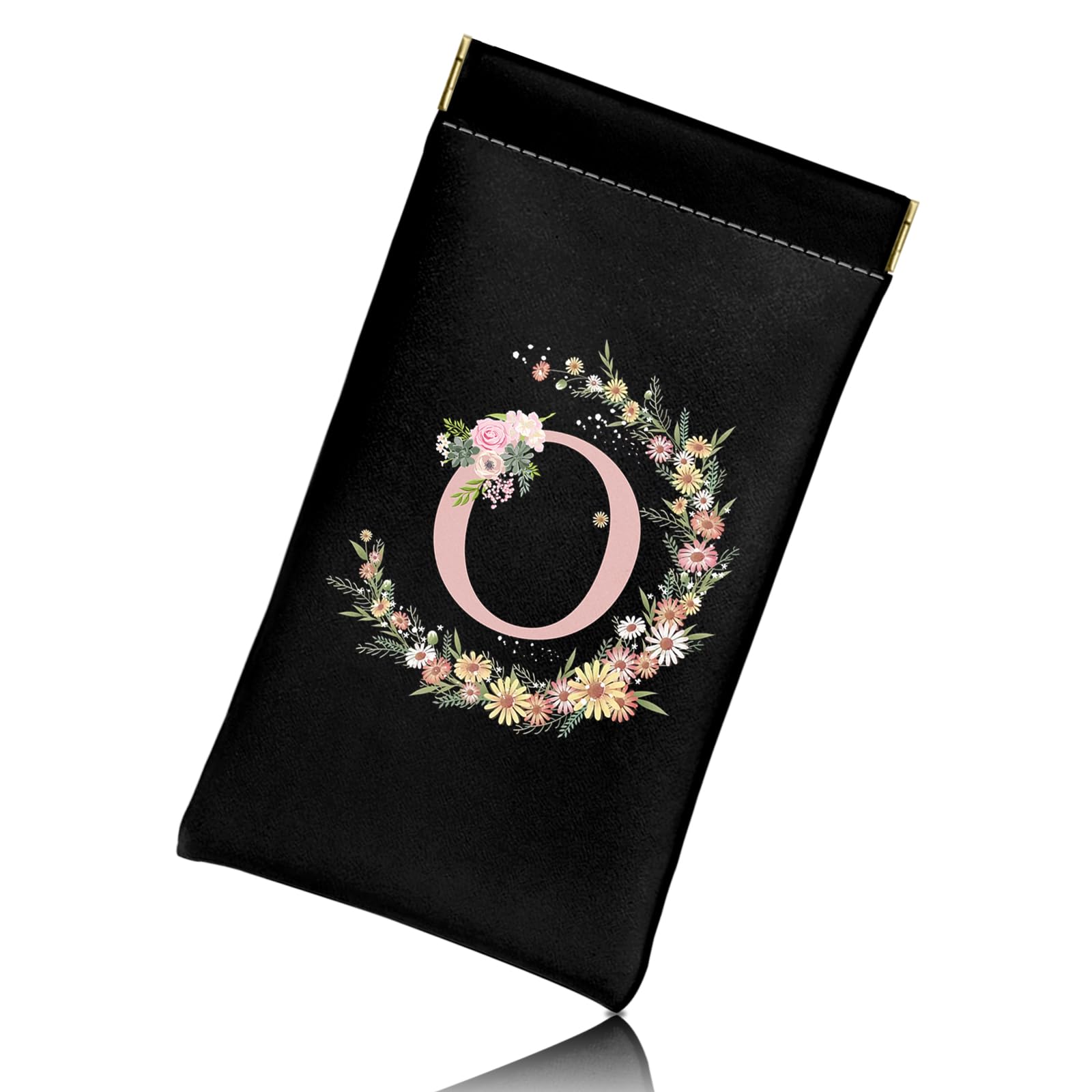 BHAHB Weich Brillenetui mit Anfangs Brief,aus PU-Leder mit Reinigungstuch Für blaue Lichtbrillen Sonnenbrille,niedliches Ästhetik für Frauen und Männer