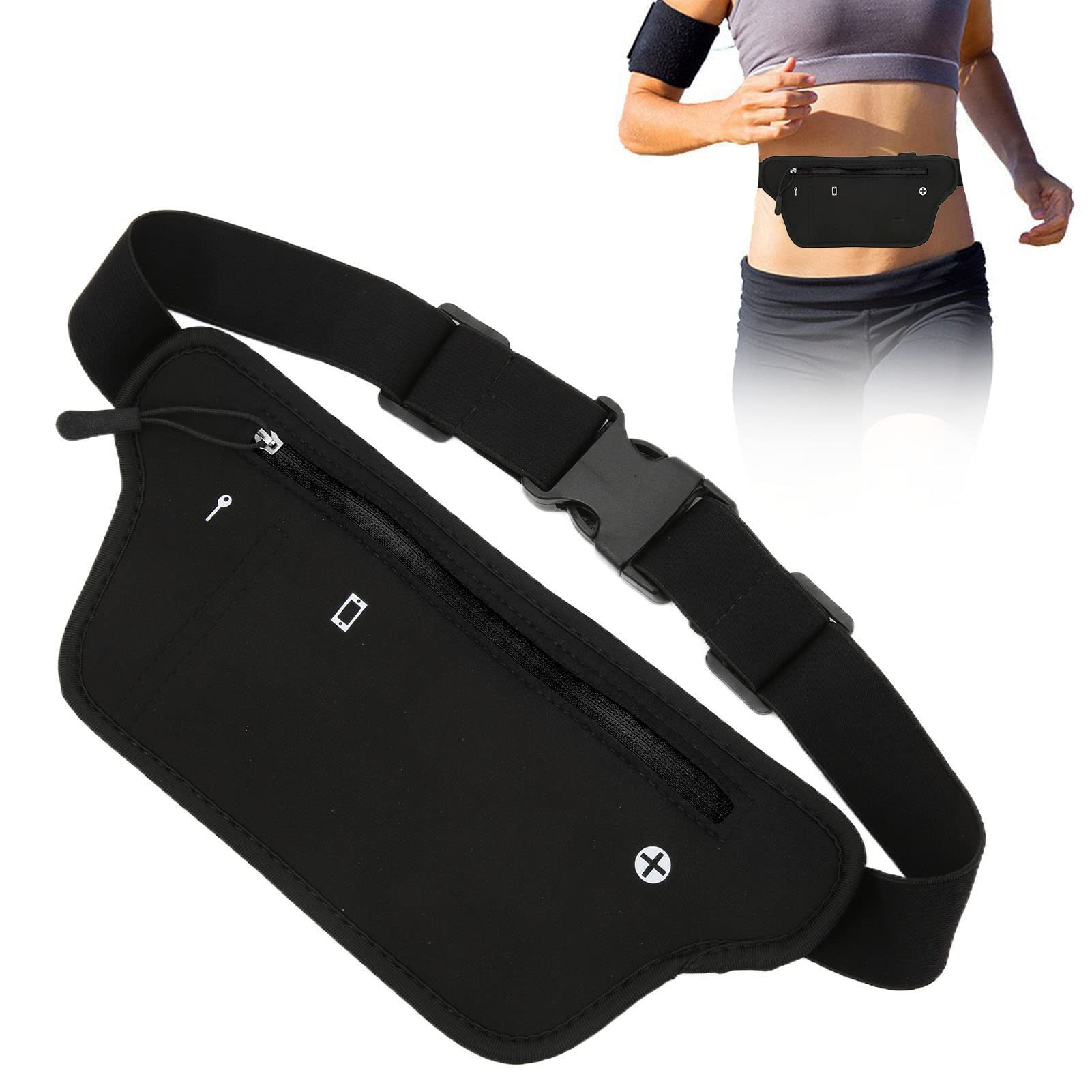 Neoprenowa torba biodrowa pochete neoprene regulowana kiesze? biodrowa, elastyczna torba biodrowa z otworem na s?uchawki, odpowiednia do wi?kszo?ci rozmiarów Marsupi