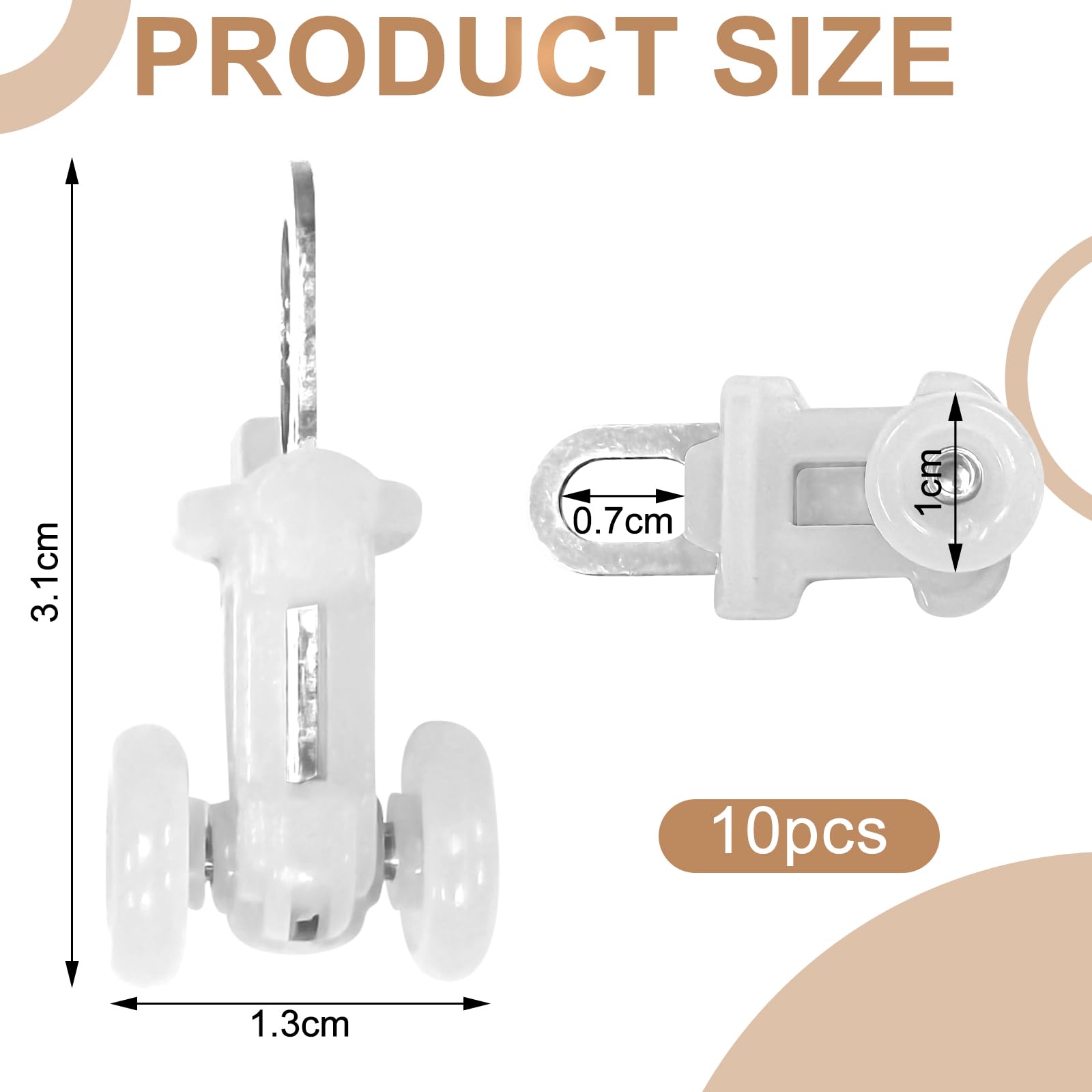 Sliding Curtain Hooks, Window Hooks, Curtain Track Roller Pulley Wheel, Stainless Steel Household Rail Metal Two Wheels - Image 2