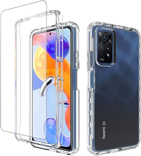 Vavies Funda compatible con Redmi Note 11 Pro 4GNote 11E Pro con protector de pantalla de vidrio templado cuerpo completo a prueba de golpes