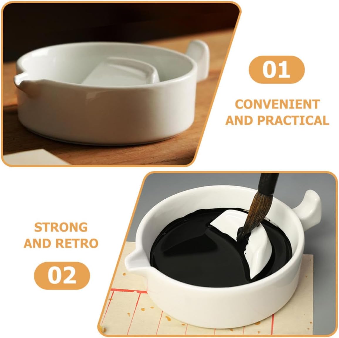 Didiseaon Ceramic Covered Inkslab with Lid for Drawing and Writing