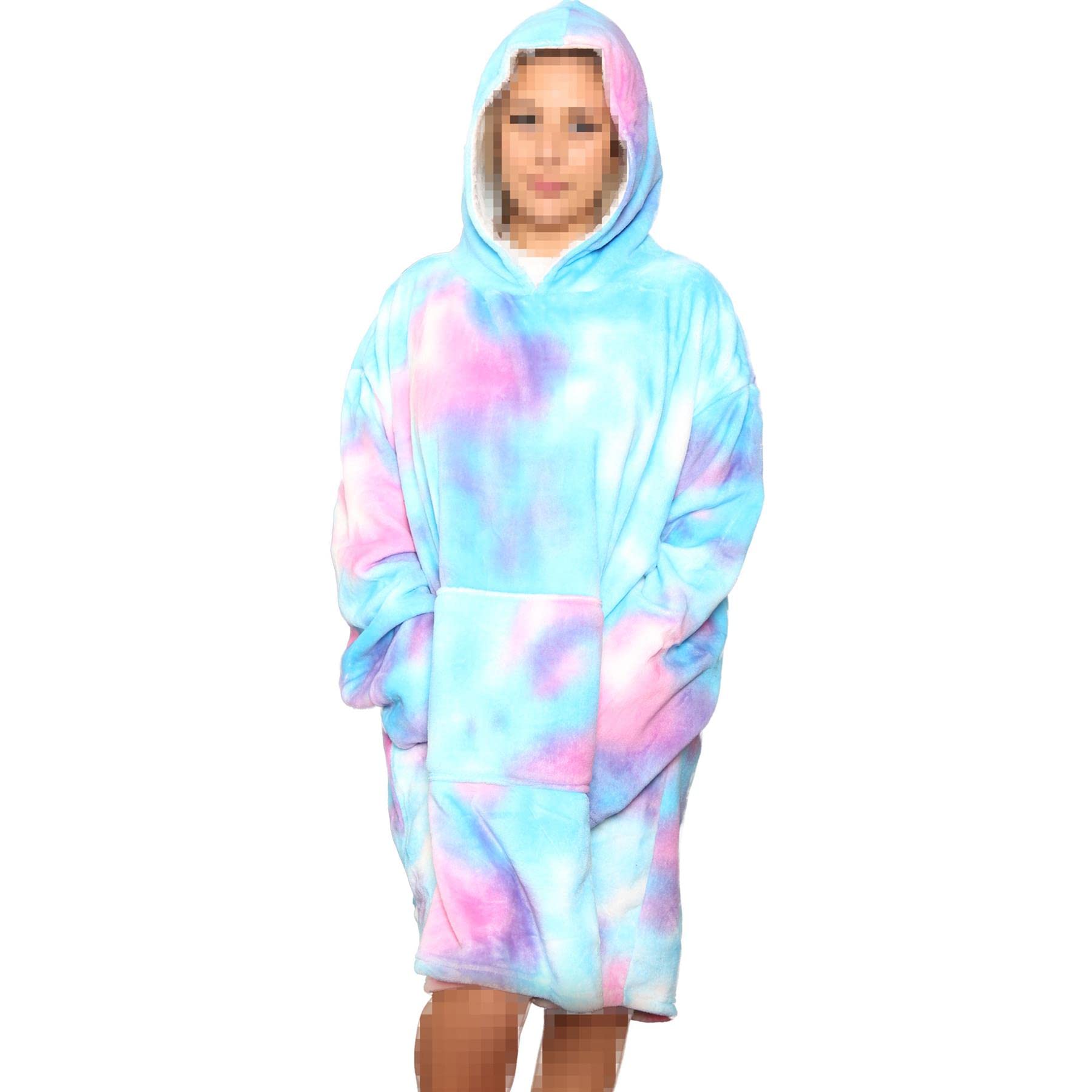 A2z Men's Tie Dye Blue Unisex Ladies Oversized Kangaroo Pocket - Snuggle 954 T.d Blue Adult