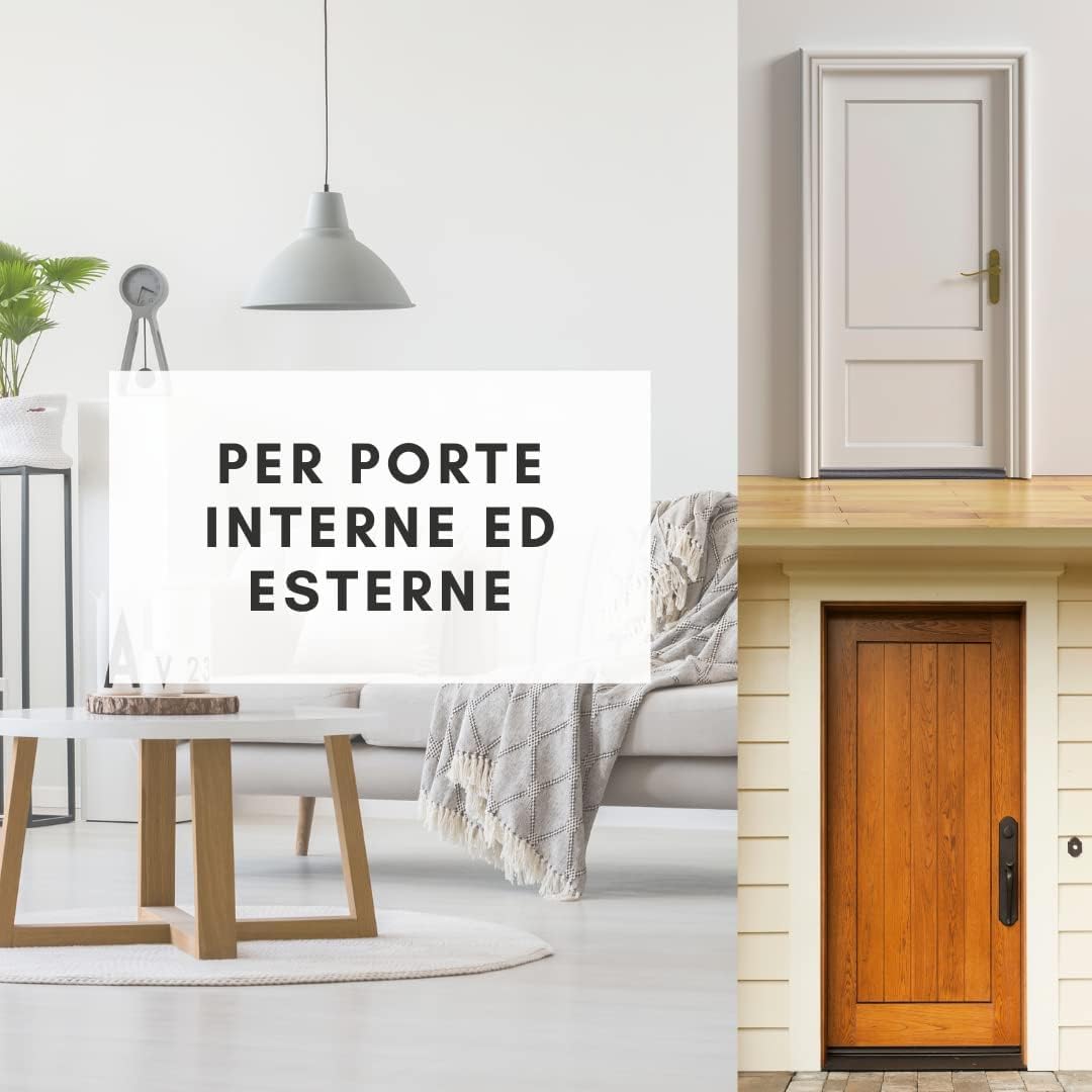Paraspifferi Sottoporta Doppia Protezione per Porte Blindate e Standard, Anti-Insetti e Polvere, Facile da Installare, Efficace Contro Correnti d'Aria 95x25 mm. (Grigio, 95 cm)