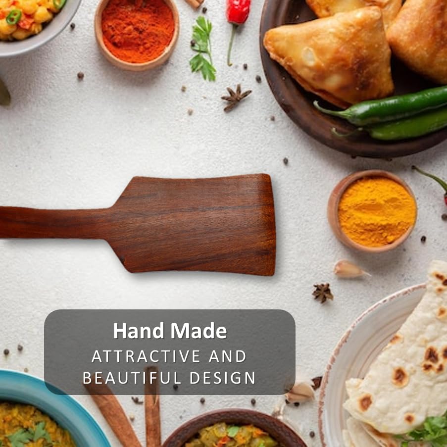 Image of Arc Utensil- Wooden Spatula Ladle for Cooking & Serving - 100% Natural Non-Stick | Handmade Wooden Cooking Spoon (Wok Spatula & Mixing Spoon)