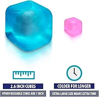 Vista 4 de Extra Large Reusable Ice Cubes (2.6” Sq.) - BPA Free Plastic - for Cold Therapy Units, Drink Coolers, or Drink Dispensers. Stay cold Longer. 6-Pack